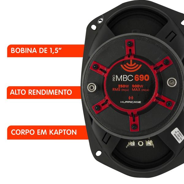 Par Alto Falante Medio Grave Corneta Hurricane Pro MBC690 6x9