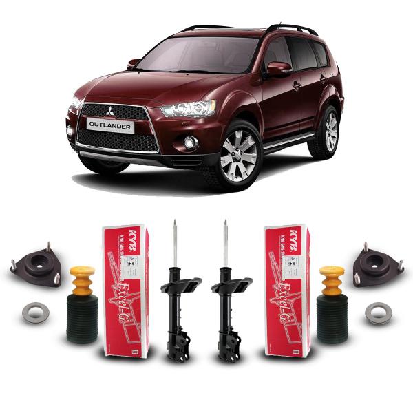 Imagem de Par Amortecedor Kayaba + Kit Coxim Batente Dianteiro Mitsubishi Outlander 2007 2008 2009 2010 2011 2012 2013