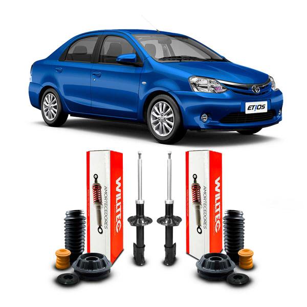 Imagem de Par Amortecedor Willtec Coxim Batente Coifa Suspensão Dianteira Toyota Etios 2012 2013 2014 2015 2016 2017 2018 2019