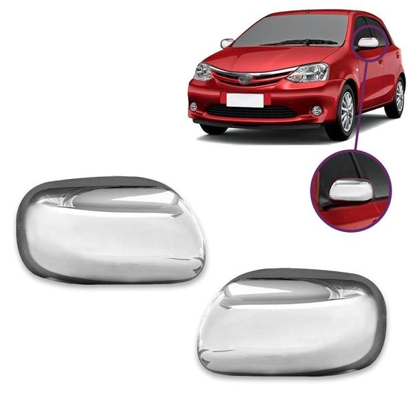 Imagem de Par Aplique Cromado Capa Retrovisor Corolla 2009 2010 2011 2012 2013 2014 Etios 2012 2013 Sem Pisca