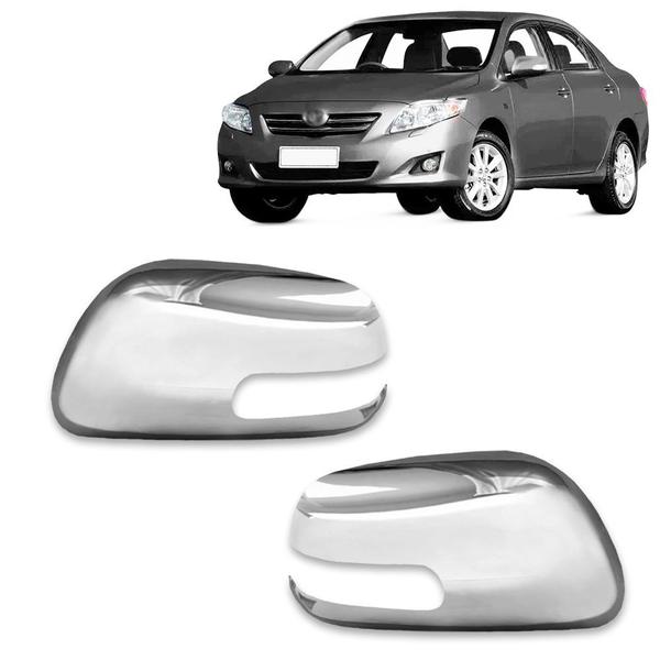 Imagem de Par Aplique Cromado para Capa Retrovisor Corolla 2009 2010 2011 2012 2013 2014 Com Pisca