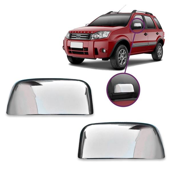 Imagem de Par Aplique Cromado para Capa Retrovisor Ecosport 2003 a 2012 Ranger 2005 a 2009