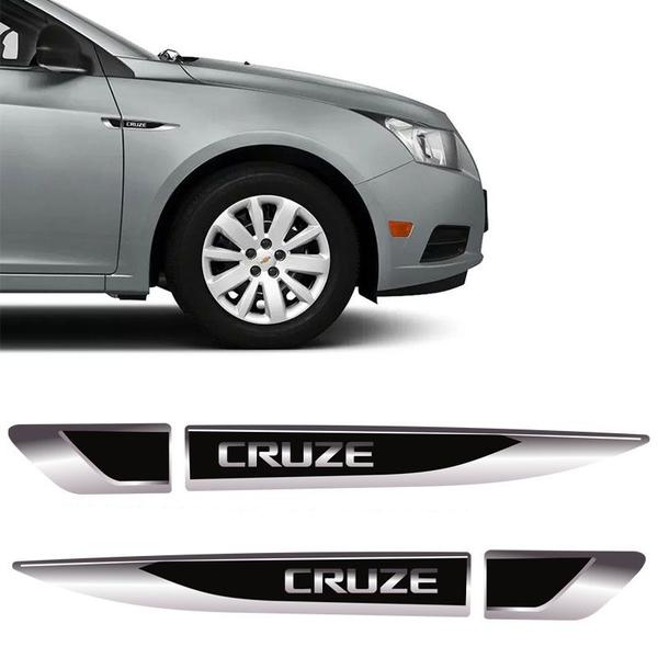 Imagem de Par Aplique Lateral Cruze Emblema Black Resinado Chevrolet