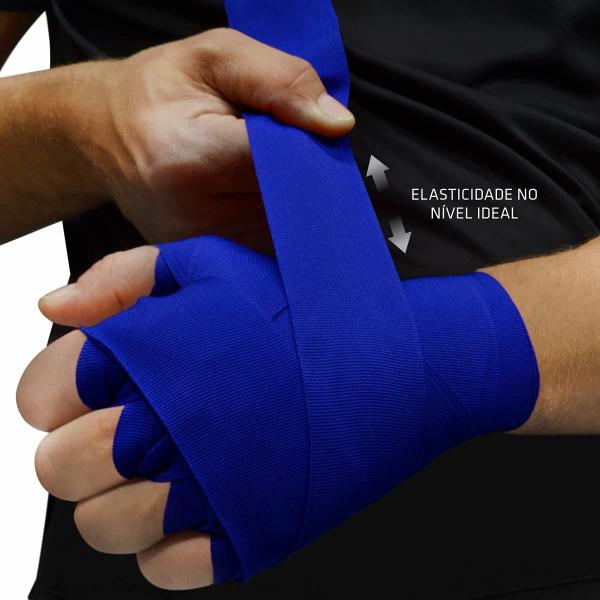 Par Bandagens Elásticas Muay Thai Vollo VFG137 3 Metros Azul Imagem de Par Bandagens Elásticas Muay Thai Vollo VFG137 3 Metros Azul
