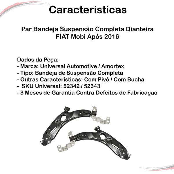 Imagem de Par Bandeja Suspensão Completa Dianteira Fiat Mobi Após 2016