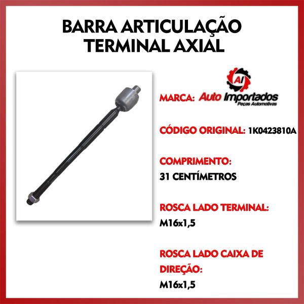 Imagem de Par Barra Axial Kit Coifa Caixa Direção Volks New Beetle 1999 2000 2001 2002 2003 2004 2005 2006 2007 2008 2009 2010