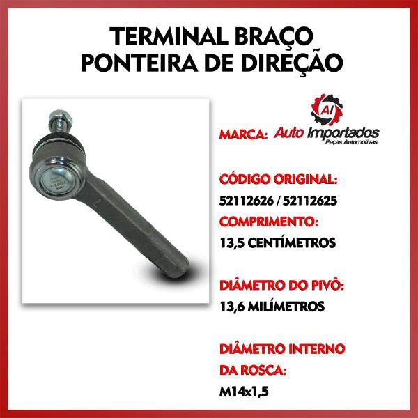 Imagem de Par Barra Braço Articulação Axial + Terminal de Direção Ponteira Pivo Chevrolet Joy 2020 2021