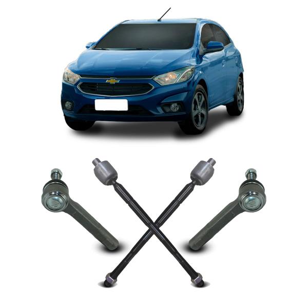 Imagem de Par Barra Braço Articulação Axial + Terminal de Direção Ponteira Pivo Chevrolet Onix 2017 2018 2019