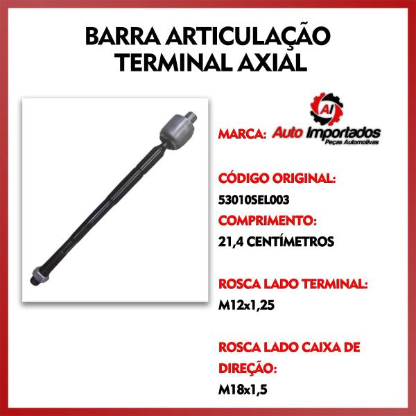 Imagem de Par Barra Braço Articulação Axial + Terminal Direção Ponteira Pivô Honda Fit 2003 2004 2005 2006 2007 2008