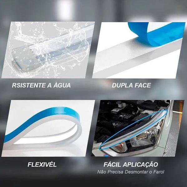 Imagem de Par Barra Fita Led Flexível Dual Color Carro 30cm Drl Seta