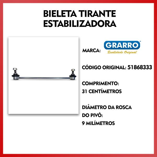 Imagem de Par Bieleta Barra Tirante Amortecedor Dianteiro Fiat Uno 2010 2011 2012 2013 2014 2015 2016 2017 2018 2019 2020 2021