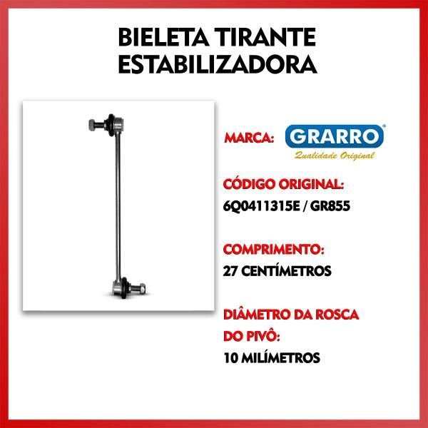 Imagem de Par Bieleta Barra Tirante Estabilizadora Amortecedor Dianteiro Volkswagen Gol G5 2008 2009 2010 2011 2012 2013