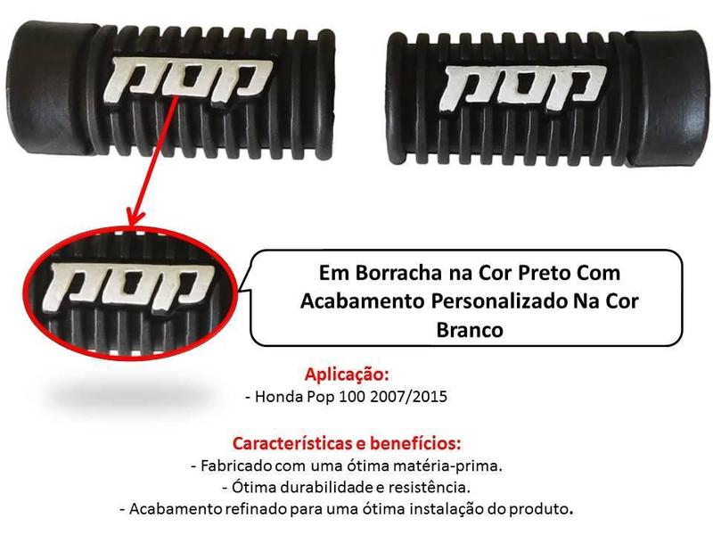 Imagem de Par Borracha Estribo Personalizada Honda Pop 100 Até 2015