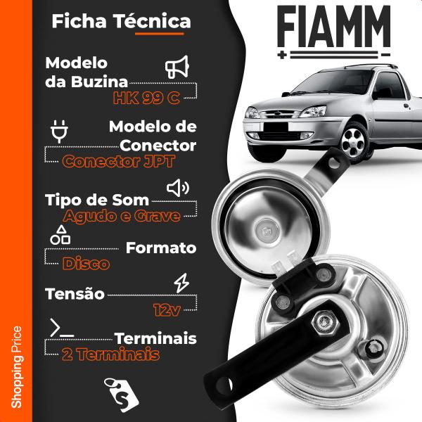 Imagem de Par Buzina Courier  2000 a 2013 Hk 99 C Conector Jpt Agudo Grave 12v Disco Paquerinha 2 Terminais