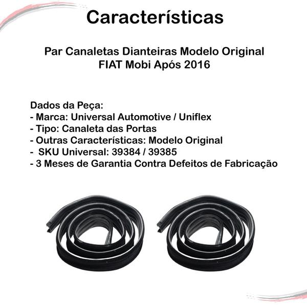 Imagem de Par Canaletas Dianteiras Modelo Original Fiat Mobi Após 2016