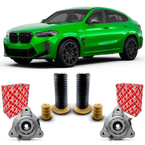 Imagem de Par Coxim Suporte Febi + Batente Coifa Amortecedor Dianteiro Suspensão BMW X4 M Competition F98 2019 2020 2021 2022