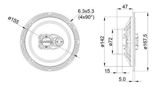 Imagem de Par de alto falantes 6 polegadas bravox  b3x60x 100 watts rms dianteira e traseira spin 2013