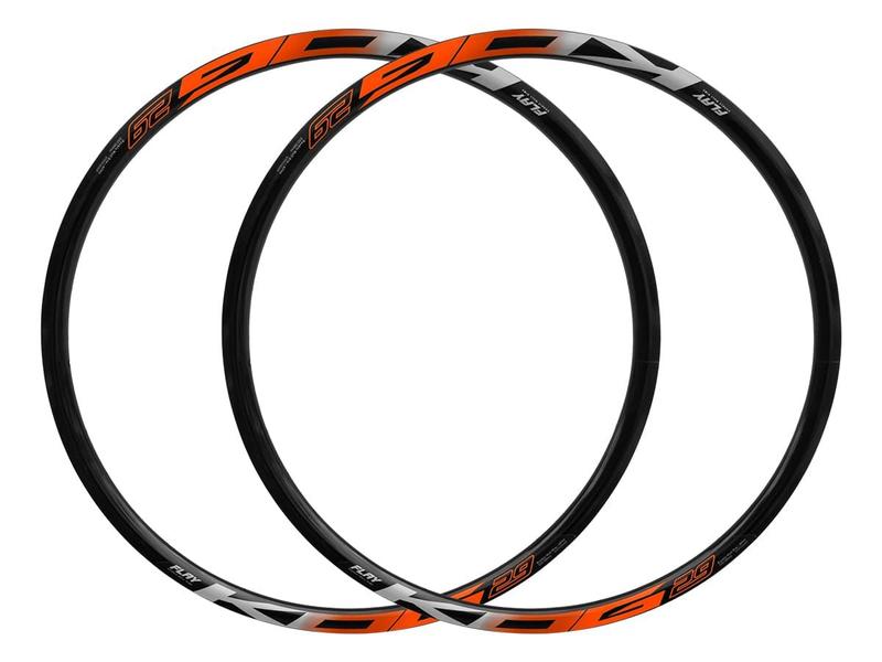 Imagem de Par de Aro 29 MTB KOG Rims Aero Parede Dupla Freio Disco Cor:Preto+Laranja