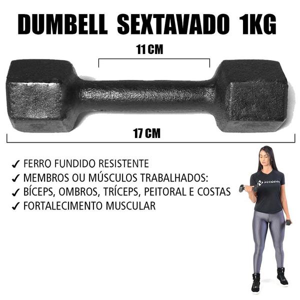 Par de Dumbbell Halter Sextavado Pintado - 1kg - Consport - Natural Fitness Imagem de Par de Dumbbell Halter Sextavado Pintado - 1kg - Consport