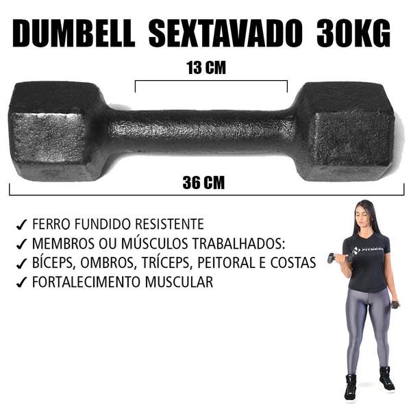 Par de Dumbbell Sextavado Pintado - 30kg - Natural Fitness Imagem de Par de Dumbbell Sextavado Pintado - 30kg