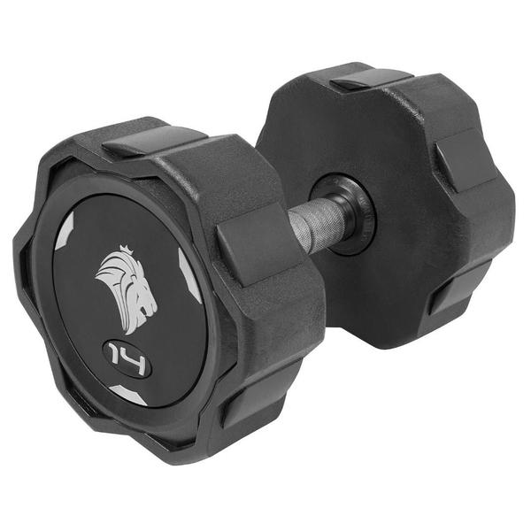 Imagem de Par De Dumbbells 14kg Lion Monobloco Em Aço Maciço Injetado