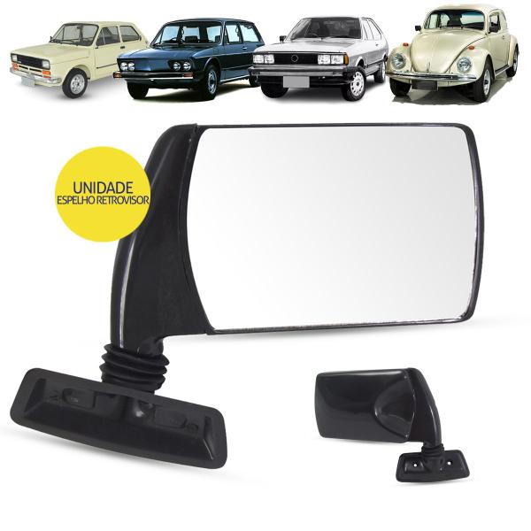 Imagem de Par de Espelho Retrovisor Externo Universal Preto Volkswagen Ford Chevrolet Fiat Antigo Adaptável