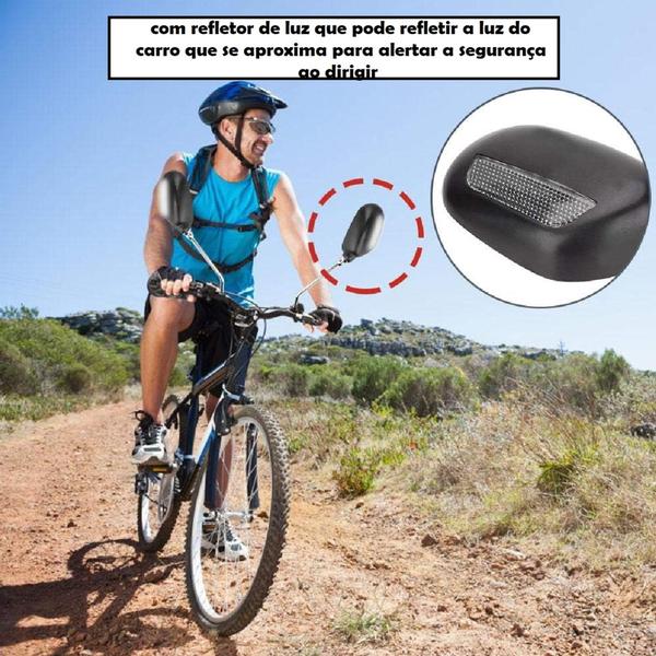 Imagem de Par de Espelho Retrovisor para Bike Bicicleta Ajustável Dobrável C/ Refletor para Guidão Universal