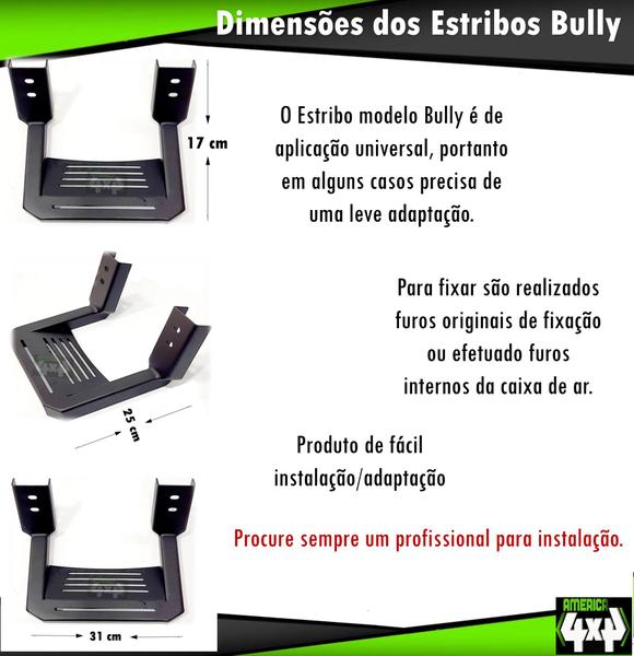 Par De Estribo Bully F-75 - AM4X4 Imagem de Par De Estribo Bully F-75