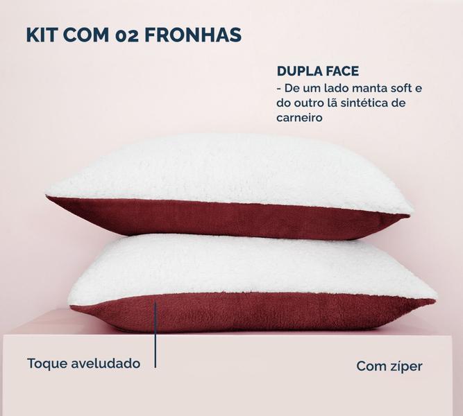 Imagem de Par de fronha soft dupla face com sherpa e manta com zíper