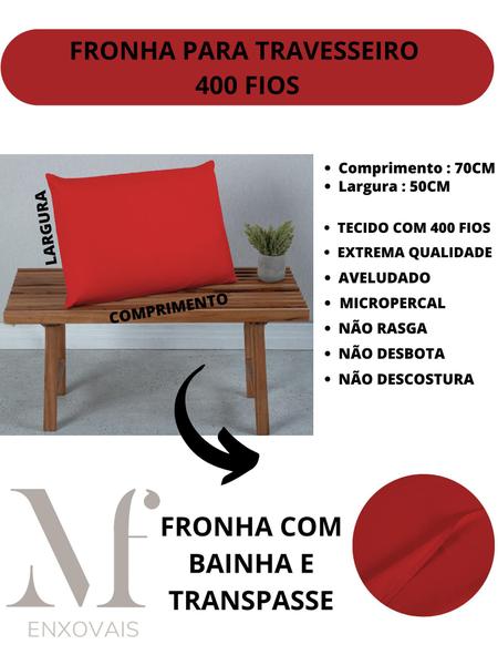 Imagem de Par de Fronha Travesseiro 400 Fios Aveludado (2 Fronhas) Liso 50CM x 70CM Toque Macio