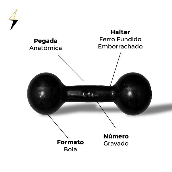 Imagem de Par de Halter emborrachado de 1 KG A 5 KG  Peso de Academia Fisioterapia  