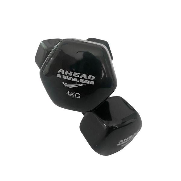 Imagem de Par De Halter Sextavado Em Vinil Ahead Sports 1Kg Preto