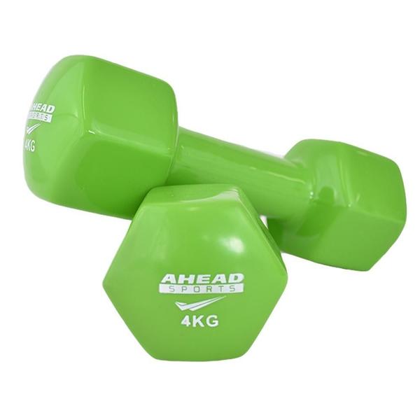 Imagem de Par de Halter Sextavado em Vinil Ahead Sports 4kg Verde