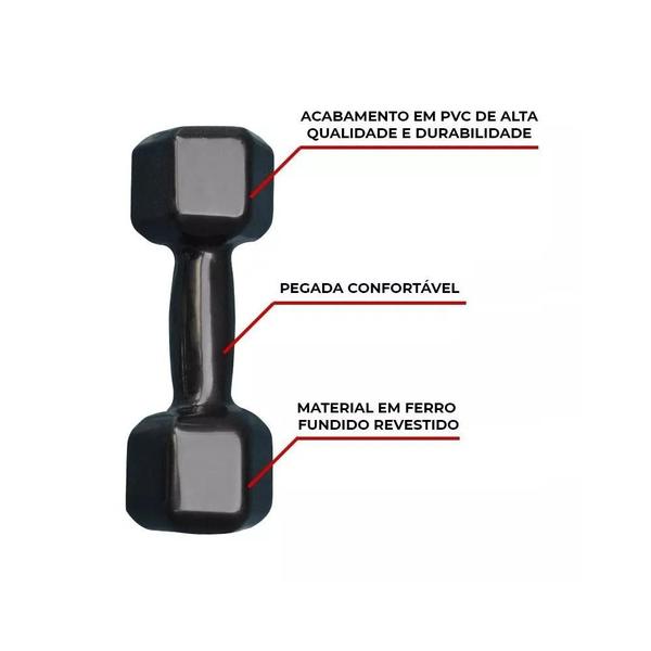 Imagem de Par de Halter Sextavado Emborrachado 8kg - Preto