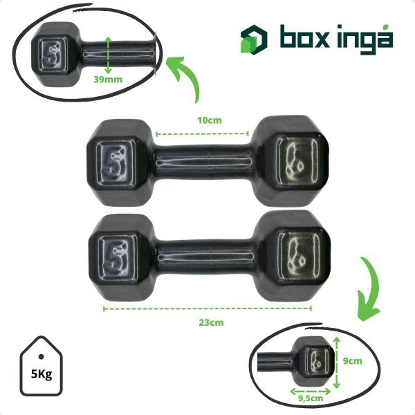 Par de Halteres Sextavado Revestido - 5 Kg - BOX INGÁ Imagem de Par de Halteres Sextavado Revestido - 5 Kg