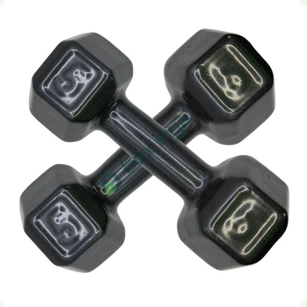 Par de Halteres Sextavado Revestido - 5 Kg - BOX INGÁ Imagem de Par de Halteres Sextavado Revestido - 5 Kg