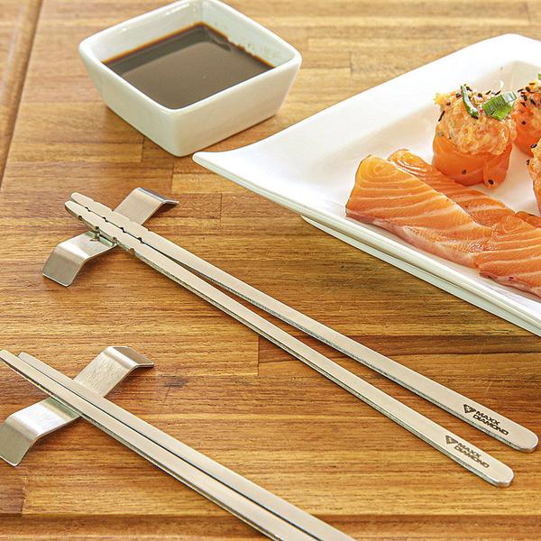 Imagem de Par de Hashi em Aço Inox - Premium Full - Comida Japonesa