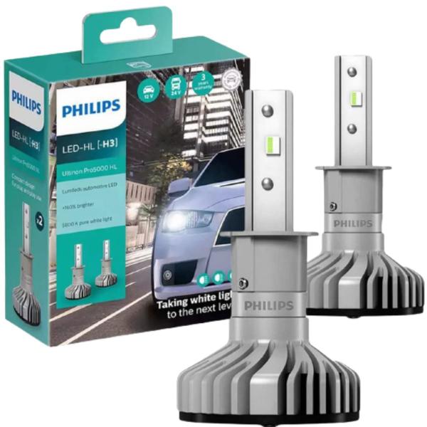 Imagem de Par de lâmpadas de led philips ultinon pro5000 6000k h3