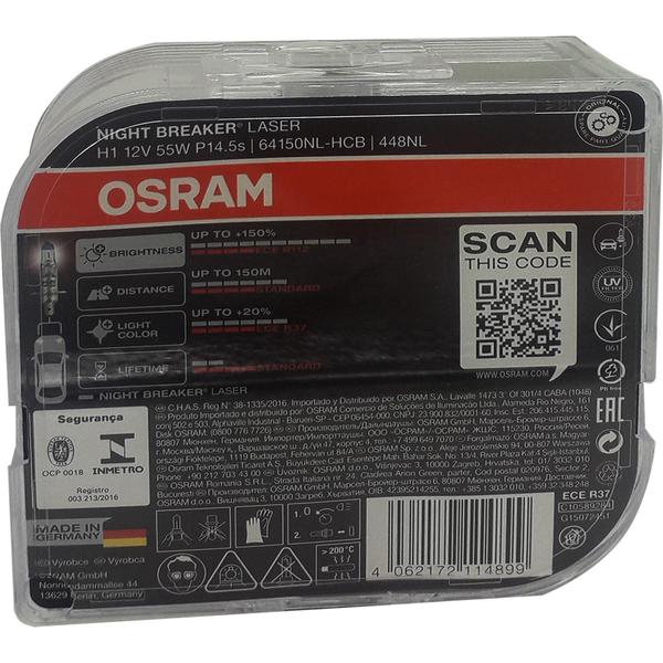 Imagem de Par de Lâmpadas Osram Night Breaker Laser H1 150% + Luz