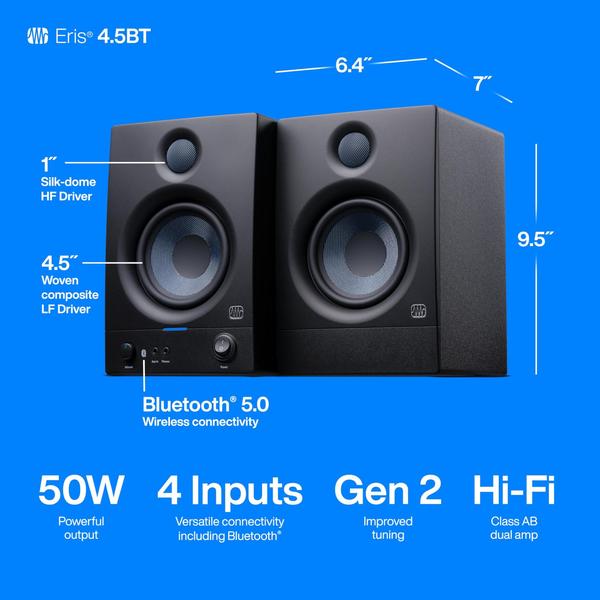 Imagem de Par de monitores de estúdio PreSonus Eris 4.5BT Bluetooth 4.5"