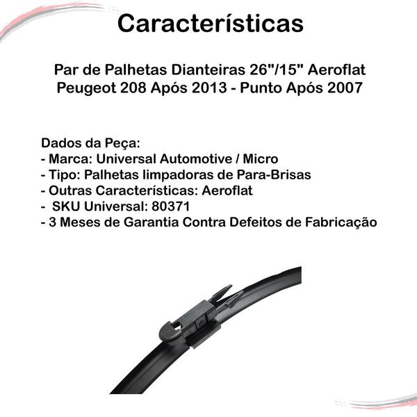 Imagem de Par de Palhetas Dianteiras 26"/15" Peugeot 208 Punto Após 07