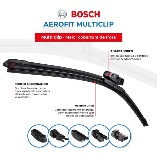 Imagem de Par de Palhetas Limpador Parabrisa Multiclip Original Bosch Ford EcoSport 2013 a 2017