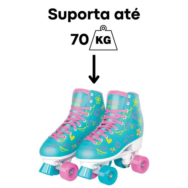 Imagem de Par de Patins Radkal 4 Rodas Ajustaveis Tamanho Azul Fenix Brinquedos Suporta até 70Kg - RL-07A