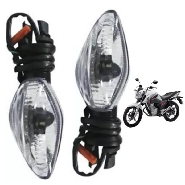 Imagem de Par De Pisca Cristal ou Fumê Seta Titan Fan Moto 125 150 160 2014 á 2024