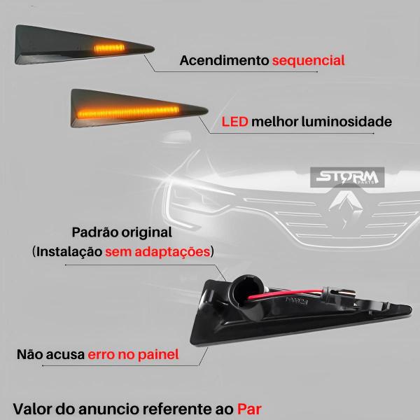 Imagem de Par De Pisca Seta Sequencial Renault Megane Luz Led Paralama