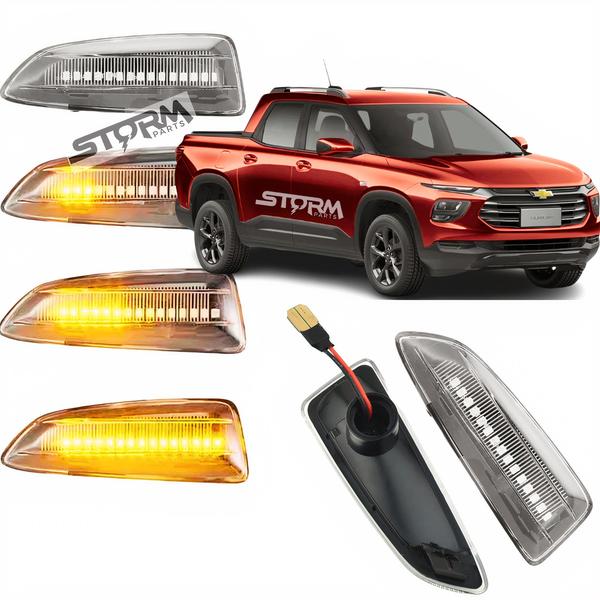 Imagem de Par de Pisca Seta Sequencial Transparente nova Montana Sinal chevrolet GM cristal lente translucida Picape LT LTZ 2024 2023 2022 Premier lâmpada led