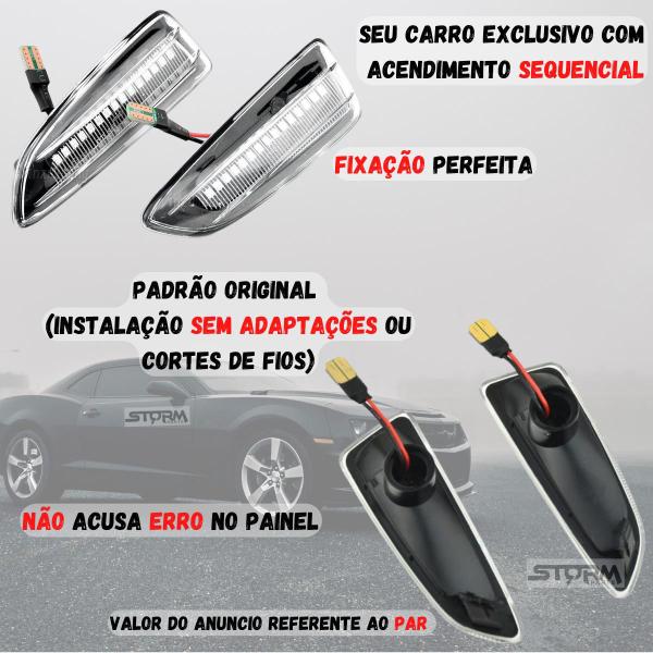 Imagem de Par de Pisca Seta Sequencial Transparente nova Montana Sinal chevrolet GM cristal lente translucida Picape LT LTZ 2024 2023 2022 Premier lâmpada led