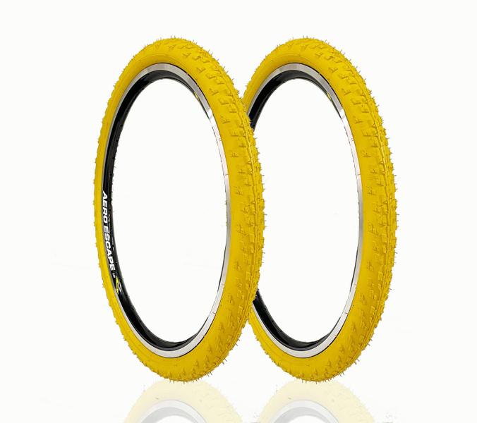 Imagem de Par de Pneus Bike Aro 24 Parrudo Wind 24x1.75 (47-507) Amarelo