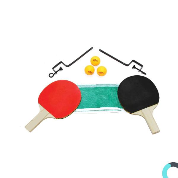 Imagem de Par de raquete ping pong kit c/ 3 bolas suporte e rede