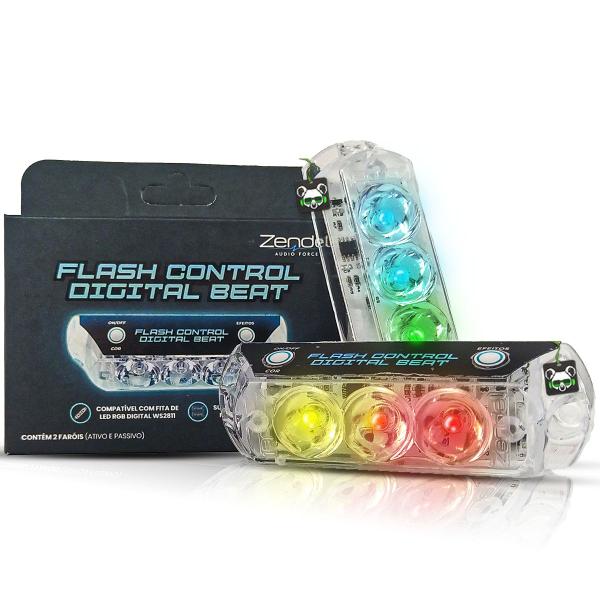 Imagem de Par de Strobo Rgb Flash Digital Beat Som Automotivo Zendel